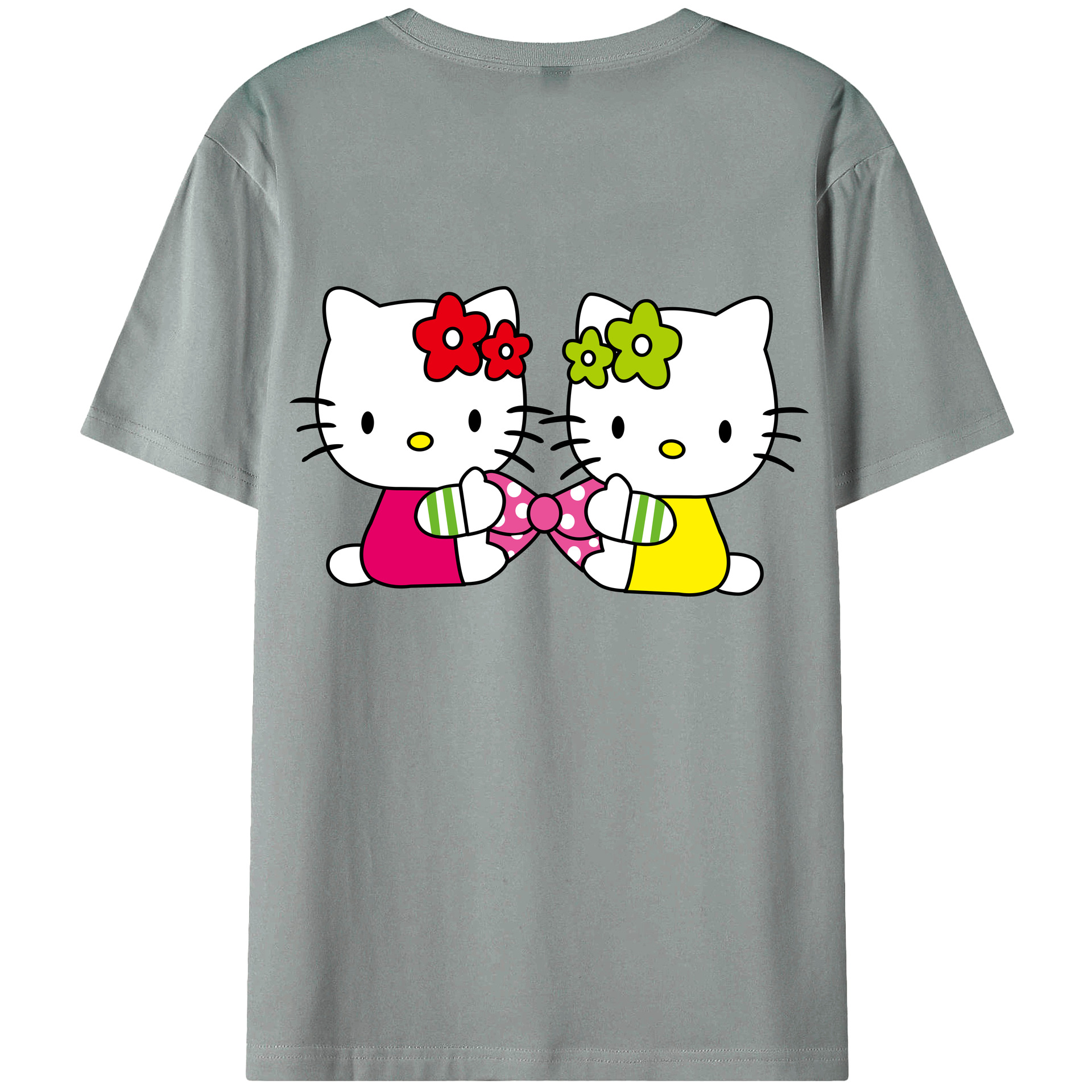 （画像用） Hello Kitty ハローキティ 綿100％ メンズ半袖Tシャツ（バックプリント） 通気性